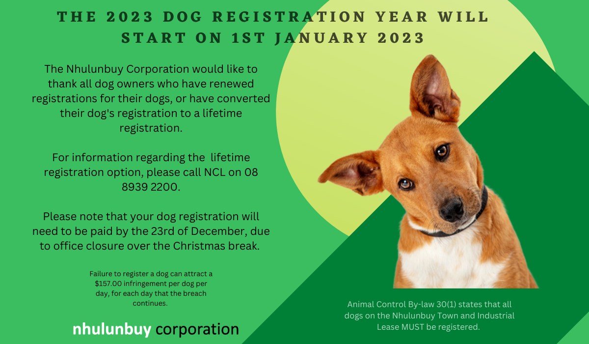 Dog Registrations due soon for 2023 dog registration year Nhulunbuy